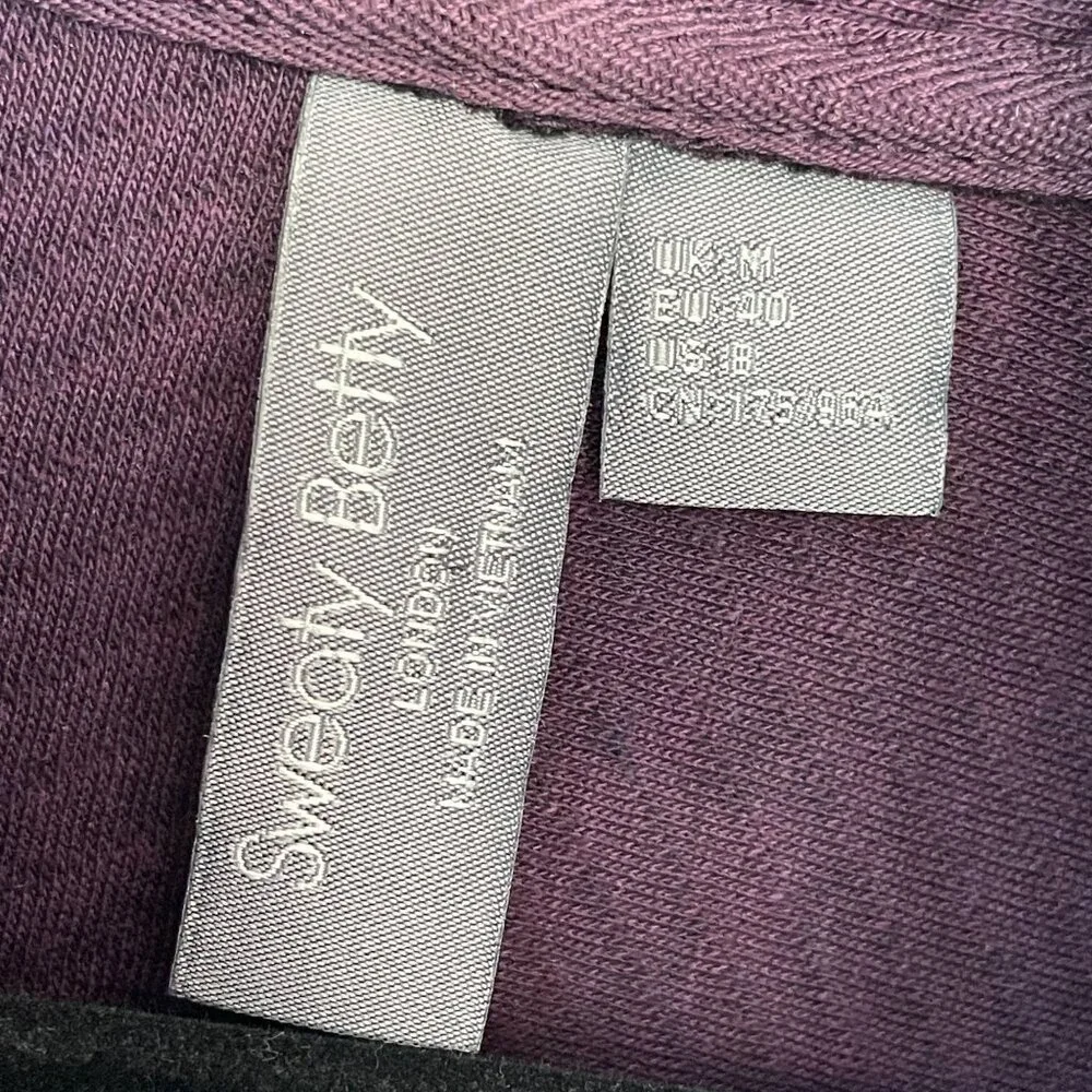 Sweaty Betty Womens 8 Purple Half Zip Ribbed Pullover Sweatshirt Sweater Pockets
